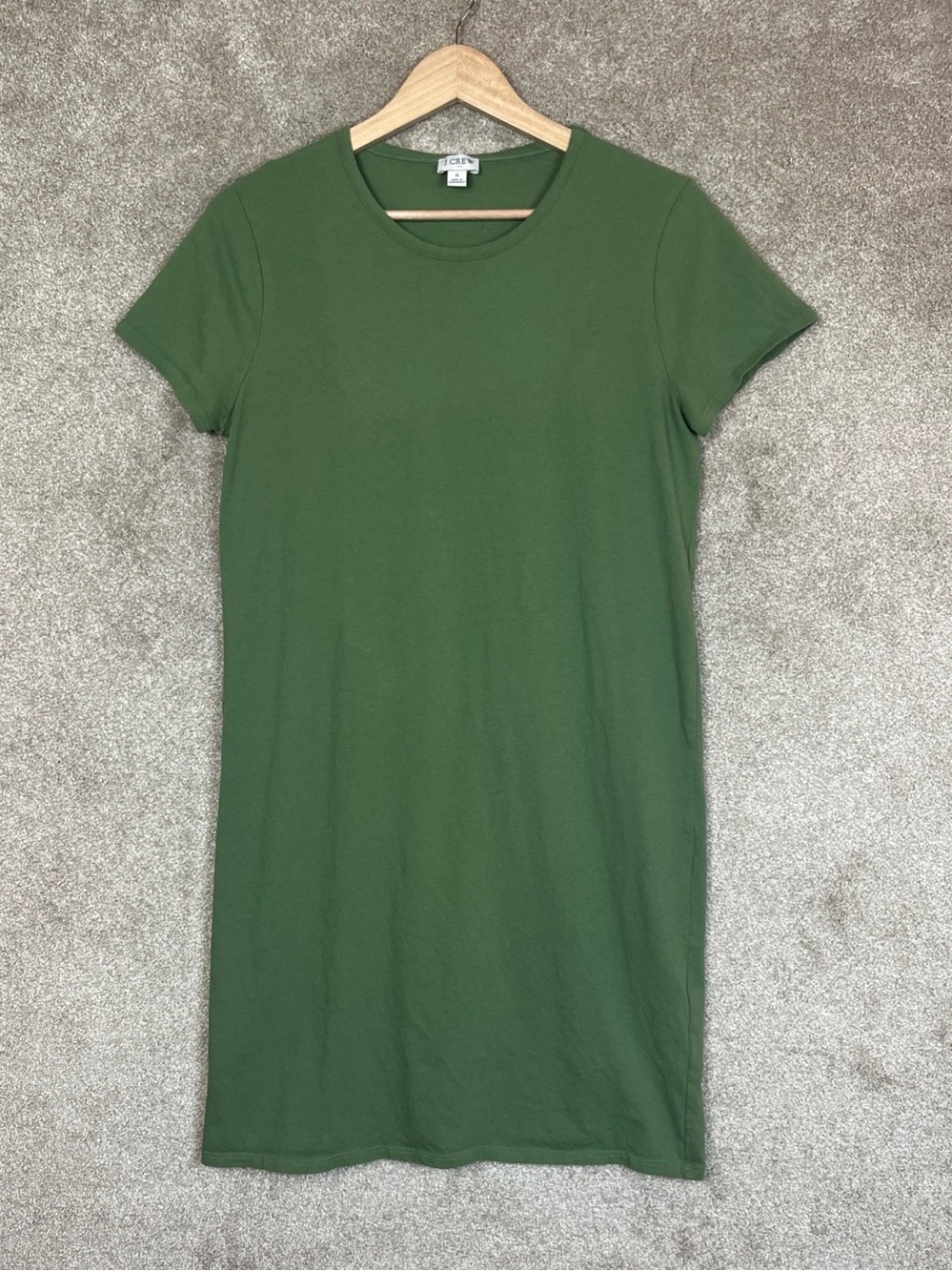 J Crew Dress Womens Small Green Cotton Short Sleeve Stretch Knee Length- 5331